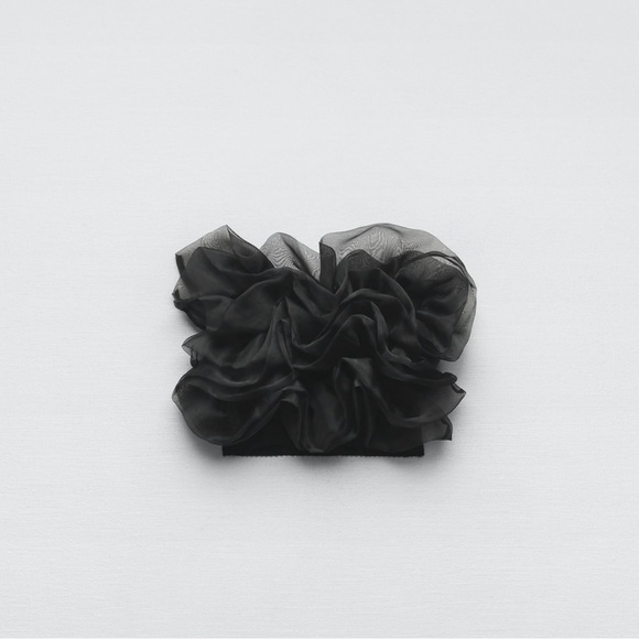 Zara top bandeau tulle black cropped blouse - Picture 6 of 9